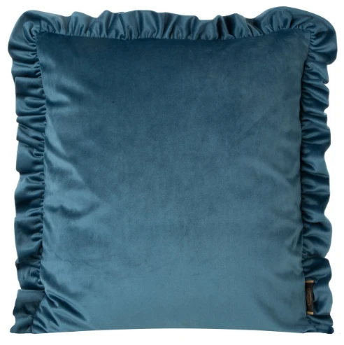 Eurofirany VELVET / 25 Aksominis pagalvės užvalkalas, dekoruotas raukiniais, 45 X 45 cm, spalva: mėlyna aprašymas - Prekės nuotrauka