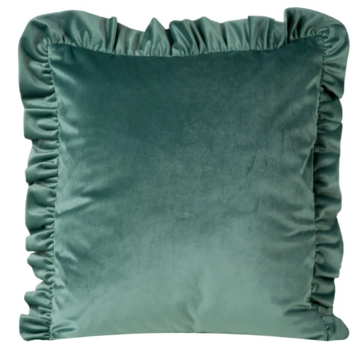 Eurofirany VELVET / 25 Aksominis pagalvės užvalkalas, dekoruotas raukiniais, 45 X 45 cm, spalva: tamsi mėtų aprašymas - Prekės nuotrauka