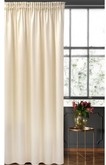 Eurofirany PIERRE CARDIN SIBEL Naktinė užuolaida iš minkšto aksomo, 260 g/m2, 140X270 cm, juosta / tunelis / kabliukai, spalva: kreminė aprašymas - Prekės nuotrauka