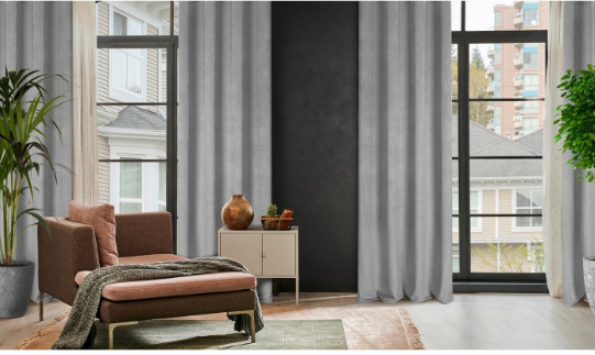 Eurofirany ELIZA Minkšto aksomo naktinė užuolaida su smulkiu raštu, 140X250 cm, kilpos / žiedai, spalva: sidabrinė aprašymas - Prekės nuotrauka