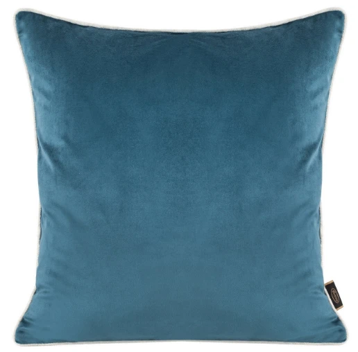 Eurofirany VELVET / 57 Dvipusis aksomo ir imitacinio lino pagalvės užvalkalas su apvadais kraštuose, 45X45 cm, spalva: mėlyna aprašymas - Prekės nuotrauka