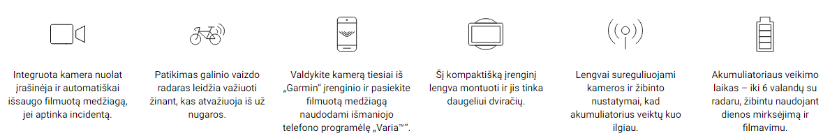 Garmin Varia RCT715 galinis dviračio žibintas, radaras ir kamera viename aprašymas - Prekės nuotrauka