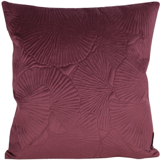 Eurofirany VELVET / 58 Minkšto aksomo pagalvės užvalkalas su įspaustu ginkmedžio lapų raštu, 45X45 cm, spalva: bordinė aprašymas - Prekės nuotrauka