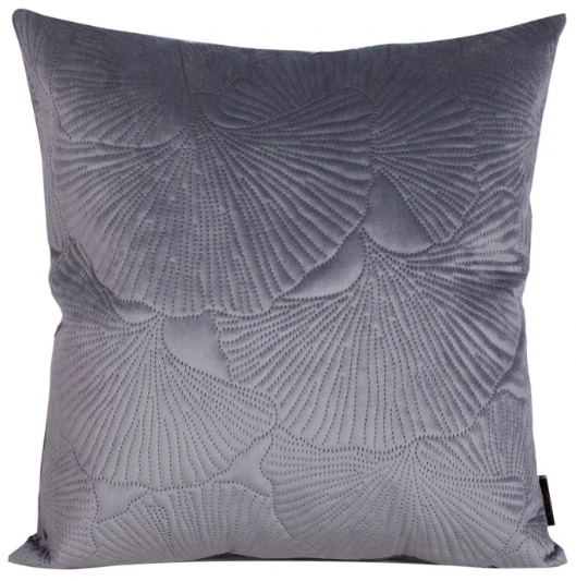 Eurofirany VELVET / 58 Minkšto aksomo pagalvės užvalkalas su įspaustu ginkmedžio lapų raštu, 45X45 cm, spalva: plieno aprašymas - Prekės nuotrauka