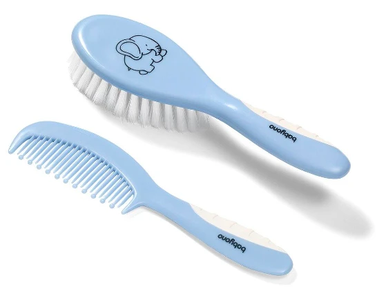 Baby Ono BabyOno plaukų šepetys minkštas šeriais + šukutės nuo 0+ mėn., mėlynas, 570/04 aprašymas - Prekės nuotrauka