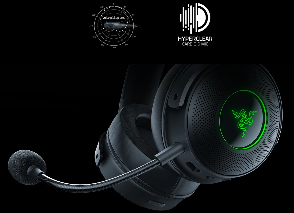 Belaidės Žaidimų ausinės Razer Kraken V3 Pro, Juodos aprašymas - Prekės nuotrauka