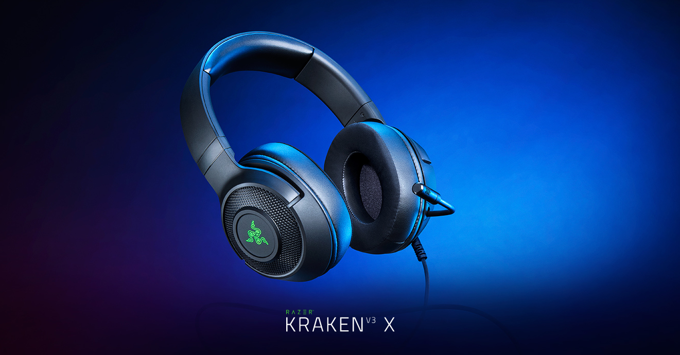 Ultra-Lengvos PC Žaidimų Ausinės Razer Kraken V3 X, Juodos aprašymas - Prekės nuotrauka