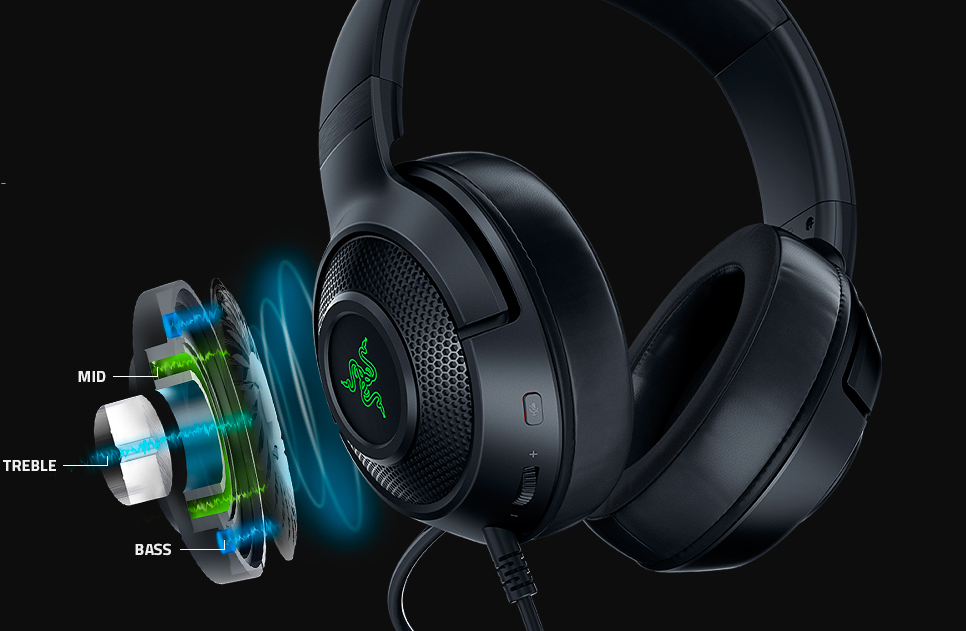 Ultra-Lengvos PC Žaidimų Ausinės Razer Kraken V3 X, Juodos aprašymas - Prekės nuotrauka