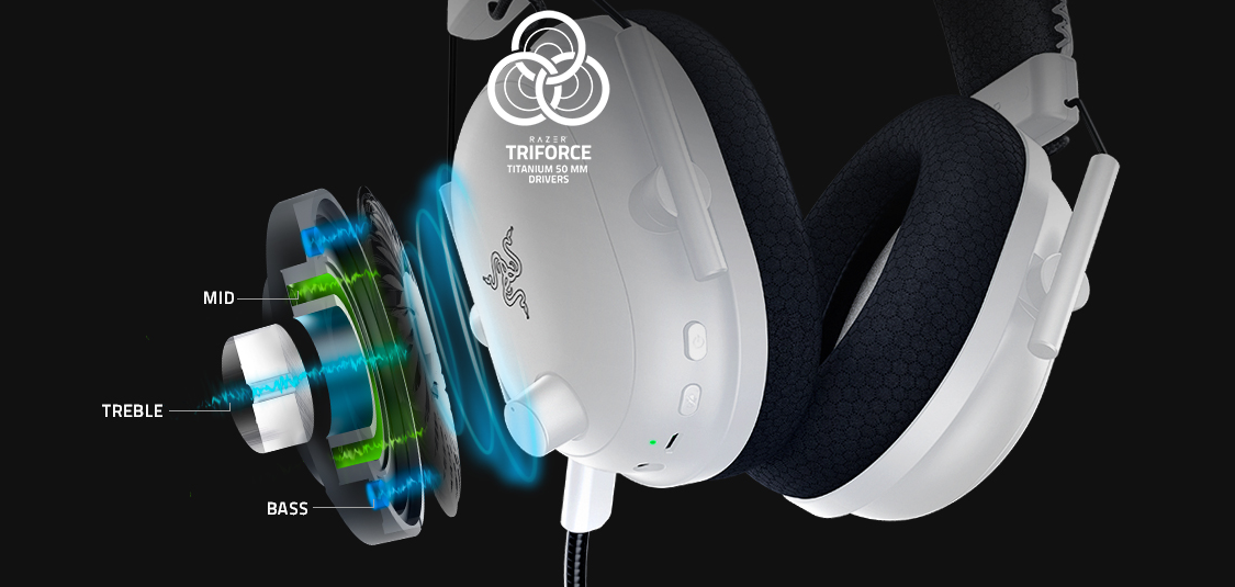 Esports THX Spatial Audio Belaidės Žaidimų Ausinės Razer BlackShark V2 Pro, Baltos aprašymas - Prekės nuotrauka