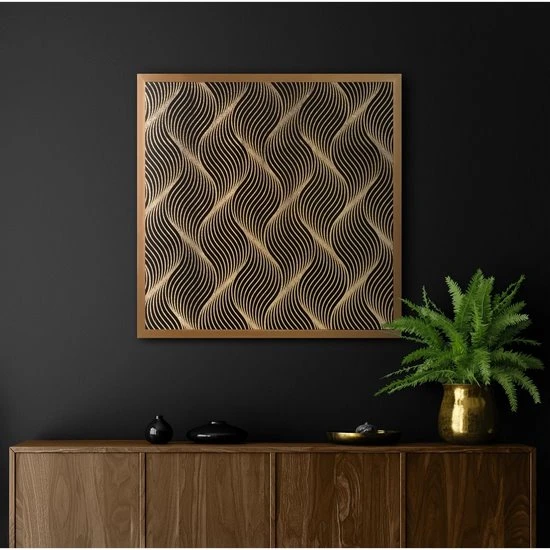 Eurofirany LIMITED COLLECTION VICTORIA3 Paveikslas su auksiniu atspaudu aukso spalvos rėmelyje, 53X53 cm, spalva: juoda, auksinė aprašymas - Prekės nuotrauka