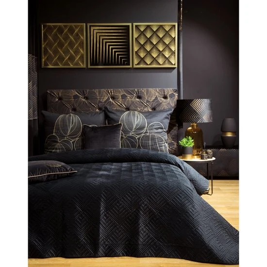 Eurofirany LIMITED COLLECTION VICTORIA2 Paveikslas su auksiniu atspaudu aukso spalvos rėmelyje, 53X53 cm, spalva: juoda, auksinė aprašymas - Prekės nuotrauka