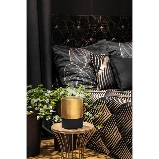 Eurofirany LIMITED COLLECTION VICTORIA7 Žvakidė iš meninio stiklo, ∅ 15 X 20 cm, spalva: juoda, auksinė aprašymas - Prekės nuotrauka