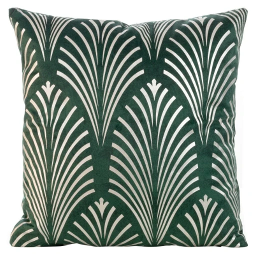 Eurofirany BLINK / 27 Aksominis pagalvės užvalkalas su sidabriniu raštu, 45X45 cm, spalva: šviesiai žalia / šviesiai auksinė aprašymas - Prekės nuotrauka