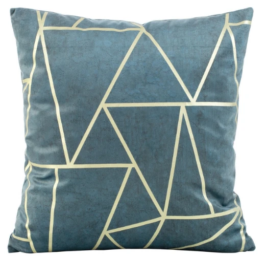 Eurofirany BLINK / 29 Aksominis pagalvės užvalkalas su auksiniu geometriniu raštu, 45X45 cm, spalva: mėlyna / šviesiai auksinė aprašymas - Prekės nuotrauka