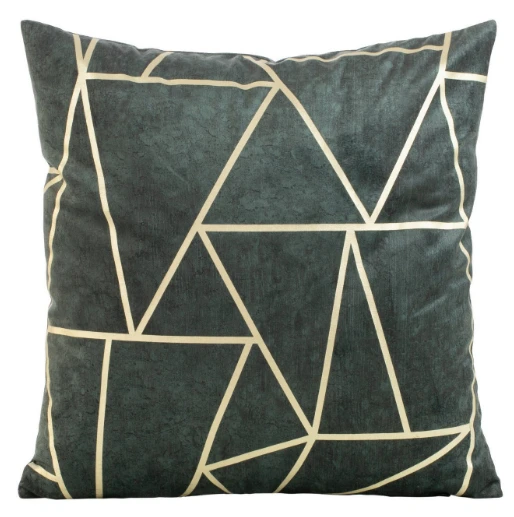 Eurofirany BLINK / 29 Aksominis pagalvės užvalkalas su auksiniu geometriniu raštu, 45X45 cm, spalva: tamsi mėtinė / šviesiai auksinė aprašymas - Prekės nuotrauka