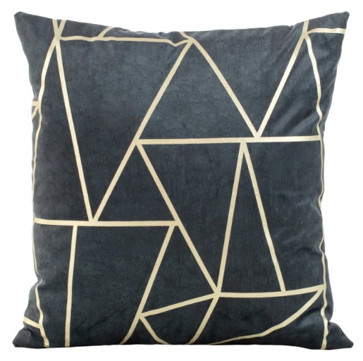 Eurofirany BLINK / 29 Aksominis pagalvės užvalkalas su auksiniu geometriniu raštu, 45X45 cm, spalva: tamsiai mėlyna / šviesiai auksinė aprašymas - Prekės nuotrauka