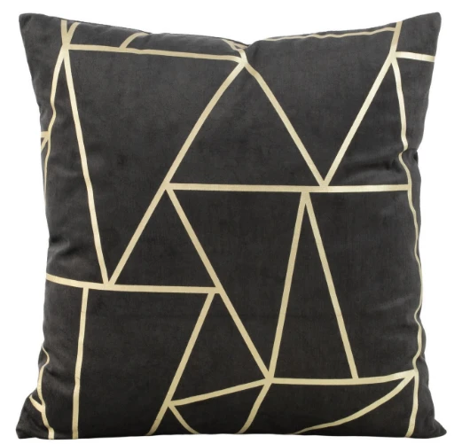 Eurofirany BLINK / 29 Aksominis pagalvės užvalkalas su auksiniu geometriniu raštu, 45X45 cm, spalva: juoda / šviesiai auksinė aprašymas - Prekės nuotrauka