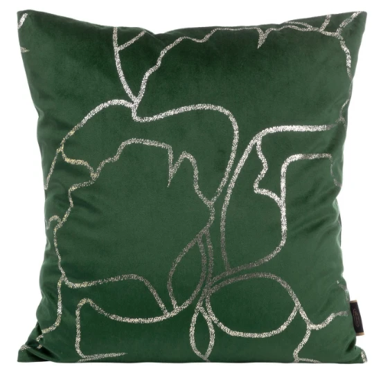 Eurofirany  BLINK / 35 Aksominis pagalvės užvalkalas su ginkmedžio lapų raštu, 45X45 cm, spalva: žalia / šviesiai auksinė aprašymas - Prekės nuotrauka
