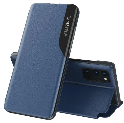 Hurtel Eco Leather View dėklas skirtas Samsung Galaxy A73, mėlynas aprašymas - Prekės nuotrauka
