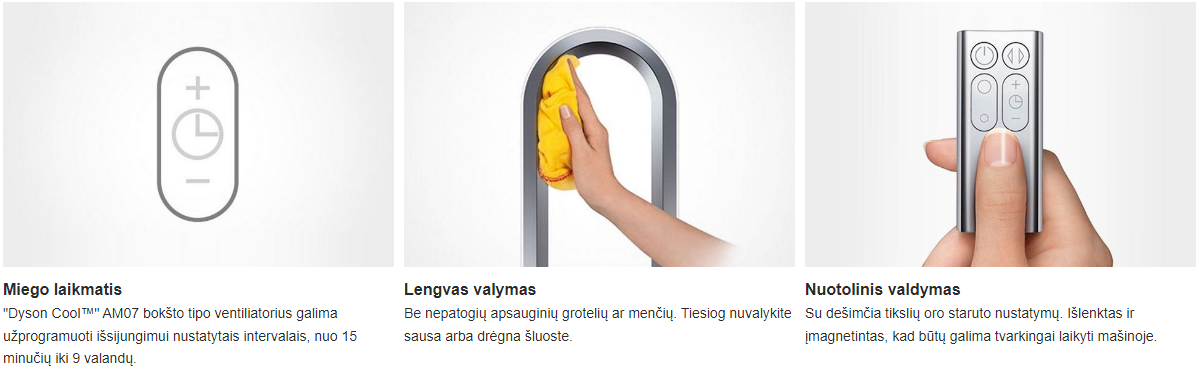 Ventiliatorius Dyson AM07, baltas aprašymas - Prekės nuotrauka