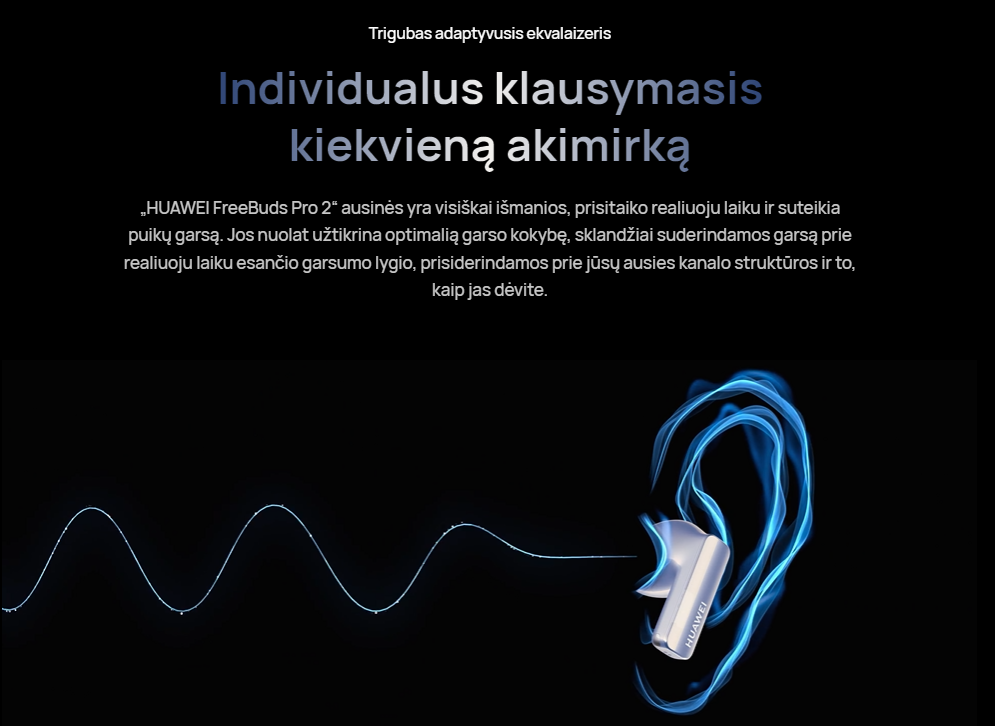 Ausinės HUAWEI FreeBuds Pro 2, Didelės skiriamosios gebos dvigubo garso sistema, Išmanusis aktyvaus triukšmo slopinima, Pokalbiai be jokių trikdžių, keraminės baltos spalvos aprašymas - Prekės nuotrauka
