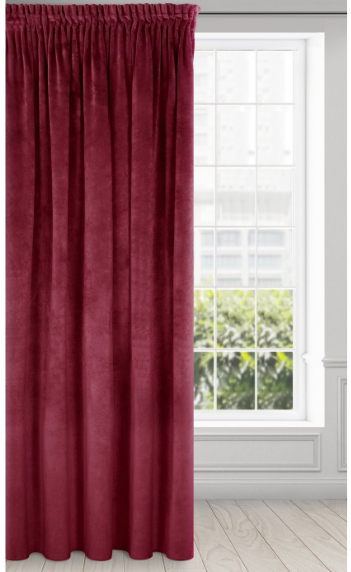 Naktinė užuolaida iš minkšto aksomo Eurofirany DIVA LINE RIA 140X270 cm, juosta/ tunelis/ kabliukai, 300g/m2, spalva: bordo aprašymas - Prekės nuotrauka