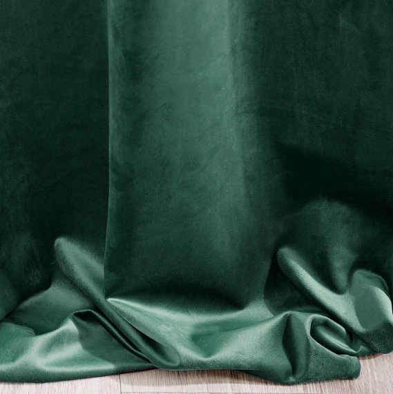 Naktinė užuolaida iš minkšto aksomo Eurofirany DIVA LINE RIA 140X270 cm, juosta/ tunelis/ kabliukai, 300g/m2, spalva: tamsiai žalia aprašymas - Prekės nuotrauka