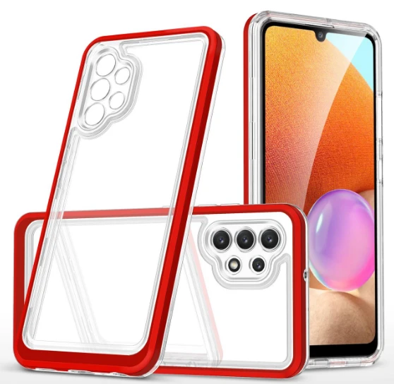 Hurtel Clear dėklas skirtas Samsung Galaxy A72 4G, raudonas aprašymas - Prekės nuotrauka