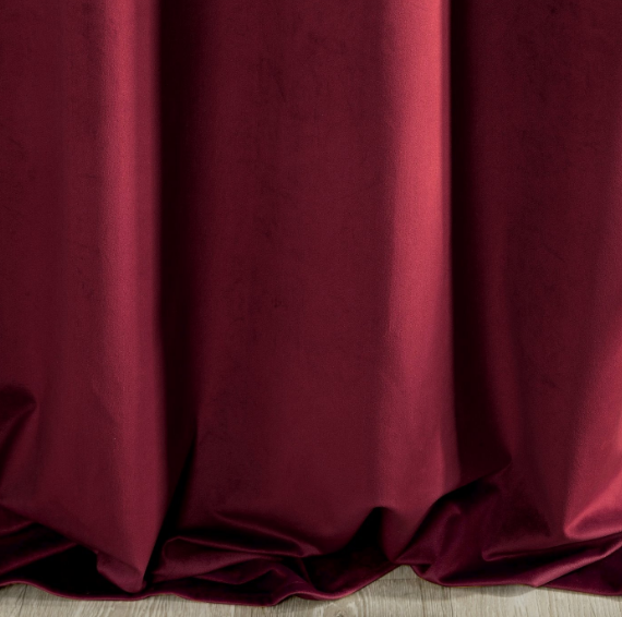 Naktinė užuolaida iš minkšto aksomo Eurofirany DIVA LINE RIA 140X270 cm, juosta/ tunelis/ kabliukai, 300g/m2, spalva: bordo aprašymas - Prekės nuotrauka