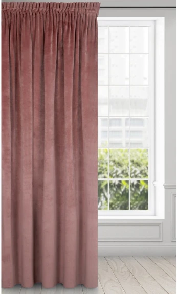 Naktinė užuolaida iš minkšto aksomo Eurofirany DIVA LINE RIA 140X270 cm, juosta/ tunelis/ kabliukai, 300g/m2, spalva: tamsiai rožinė aprašymas - Prekės nuotrauka