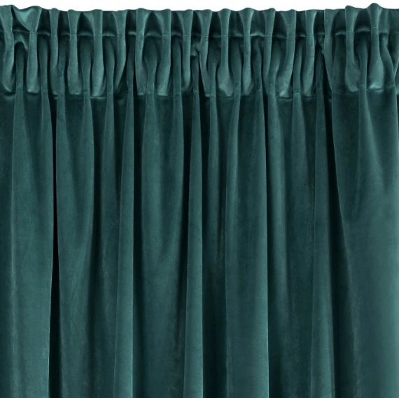 Naktinė užuolaida iš minkšto aksomo Eurofirany DIVA LINE RIA 140X270 cm, juosta/ tunelis/ kabliukai, 300g/m2, spalva: tamsi turkio aprašymas - Prekės nuotrauka