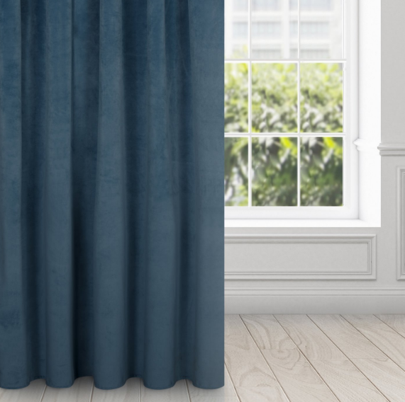 Naktinė užuolaida iš minkšto aksomo Eurofirany DIVA LINE RIA 140X270 cm, juosta/ tunelis/ kabliukai, 300g/m2, spalva: tamsiai mėlyna aprašymas - Prekės nuotrauka