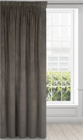 Naktinė užuolaida iš minkšto aksomo Eurofirany DIVA LINE RIA 140X270 cm, juosta/ tunelis/ kabliukai, 300g/m2, spalva: grafito aprašymas - Prekės nuotrauka