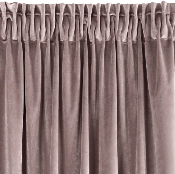 Naktinė užuolaida iš minkšto aksomo Eurofirany DIVA LINE RIA 140X270 cm, juosta/ tunelis/ kabliukai, 300g/m2, spalva: pudros aprašymas - Prekės nuotrauka