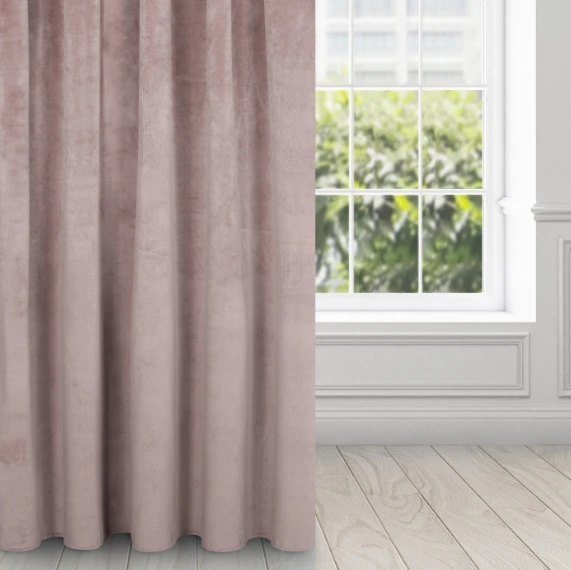 Naktinė užuolaida iš minkšto aksomo Eurofirany DIVA LINE RIA 140X270 cm, juosta/ tunelis/ kabliukai, 300g/m2, spalva: pudros aprašymas - Prekės nuotrauka
