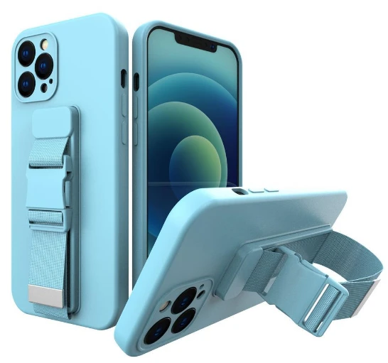 Hurtel Rope dėklas su dirželiu skirtas iPhone 12, mėlynas aprašymas - Prekės nuotrauka