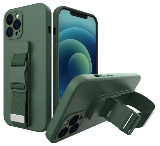 Hurtel Rope dėklas su dirželiu skirtas Samsung Galaxy A22 4G, tamsiai žalias aprašymas - Prekės nuotrauka