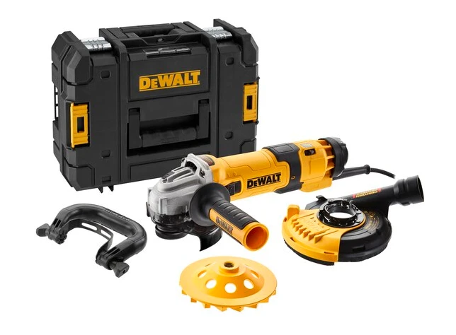 DeWalt kampinis šlifuoklis DWE4257KT-QS, 125 mm, 1500 W su priedais aprašymas - Prekės nuotrauka