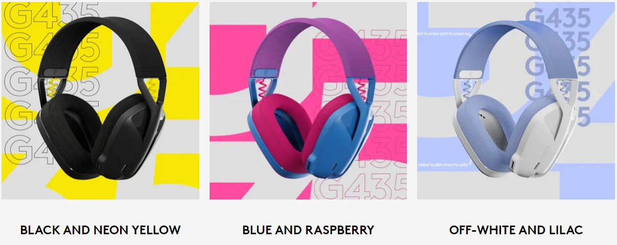 Žaidimų ausinės Logitech G435 Lightspeed, baltos/alyvų spalvos aprašymas - Prekės nuotrauka