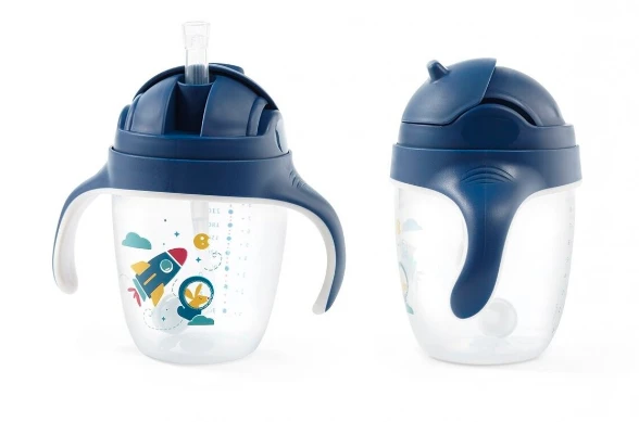 Baby Ono BabyOno neišsiliejantis puodelis, mėlynas, 240 ml, 1464/02 aprašymas - Prekės nuotrauka