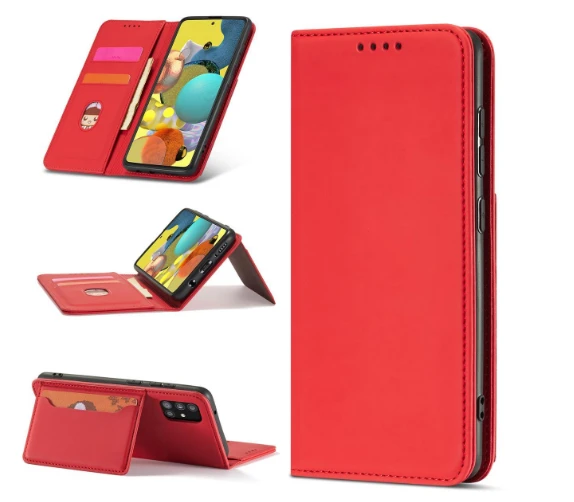 Hurtel Magnet Card dėklas skirtas Samsung Galaxy A13 5G, raudonas aprašymas - Prekės nuotrauka