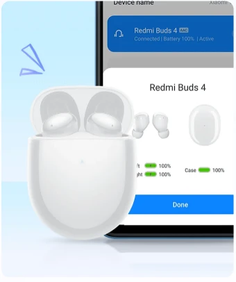 Belaidės ausinės Xiaomi Redmi Buds 4 su aktyviu triukšmo slopinimu, Baltos aprašymas - Prekės nuotrauka