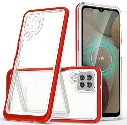 Hurtel Clear dėklas skirtas Samsung Galaxy A22 4G, raudonas aprašymas - Prekės nuotrauka