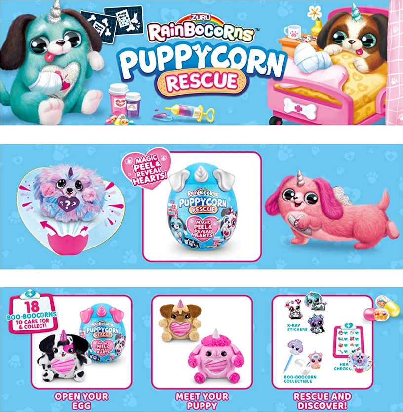 Zuru RAINBOCORNS pliušinis žaislas su aksesuarais Puppycorn Rescue, 9261 aprašymas - Prekės nuotrauka