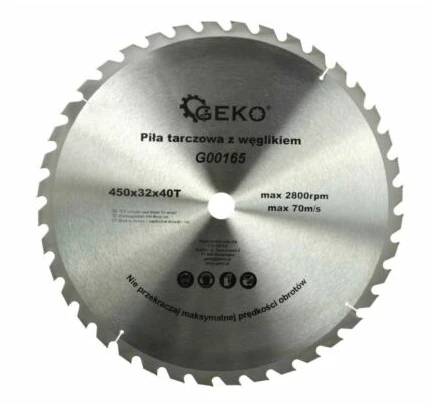 Geko pjovimo diskas medienai 450 x 32 mm, 40 dantukų (G00165) aprašymas - Prekės nuotrauka