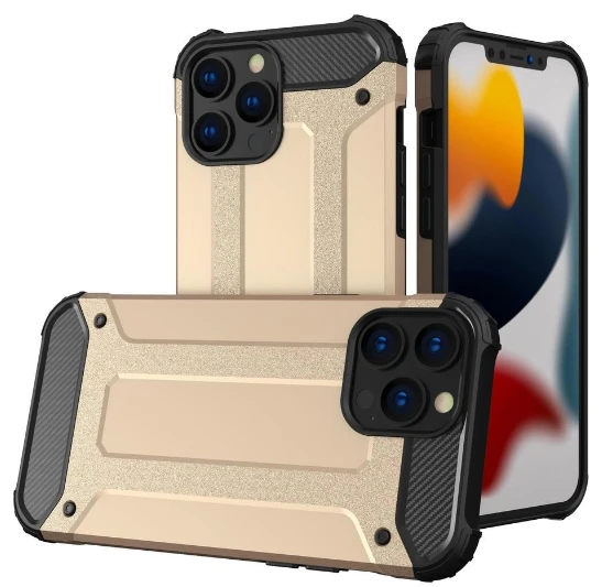 Hurtel Hybrid Armor Tough Rugged Apple iPhone 13 Pro dėklas telefonui aukso spalvos aprašymas - Prekės nuotrauka
