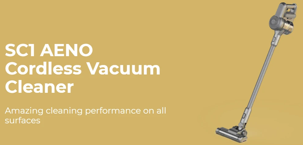 Belaidis dulkių siurblys šluota Aeno Cordless vacuum cleaner SC1, Turbo režimas, su led pašvietimu, plaunamas filtras aprašymas - Prekės nuotrauka