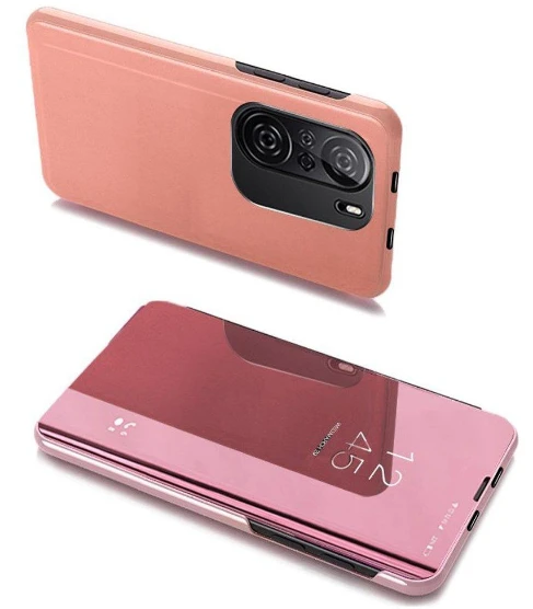 Hurtel Clear View dėklas skirtas Xiaomi Redmi K40 Pro+ / K40 Pro / K40 / Poco F3, rožinis aprašymas - Prekės nuotrauka