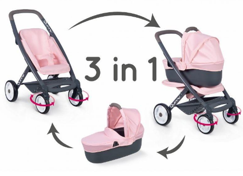 Smoby Maxi Cosi Quinny 3in1 lėlės vežimėlis aprašymas - Prekės nuotrauka