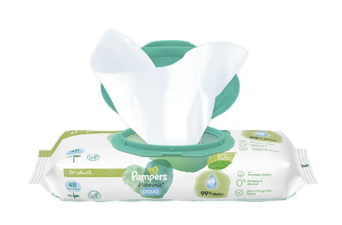 Pampers Harmonie Aqua Servetėlės Kūdikiams, 15 pakuočių, 720 servetėlių aprašymas - Prekės nuotrauka